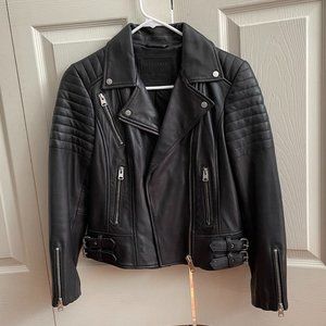 All Saints Papin black leather biker jacket (US size 4) - like new